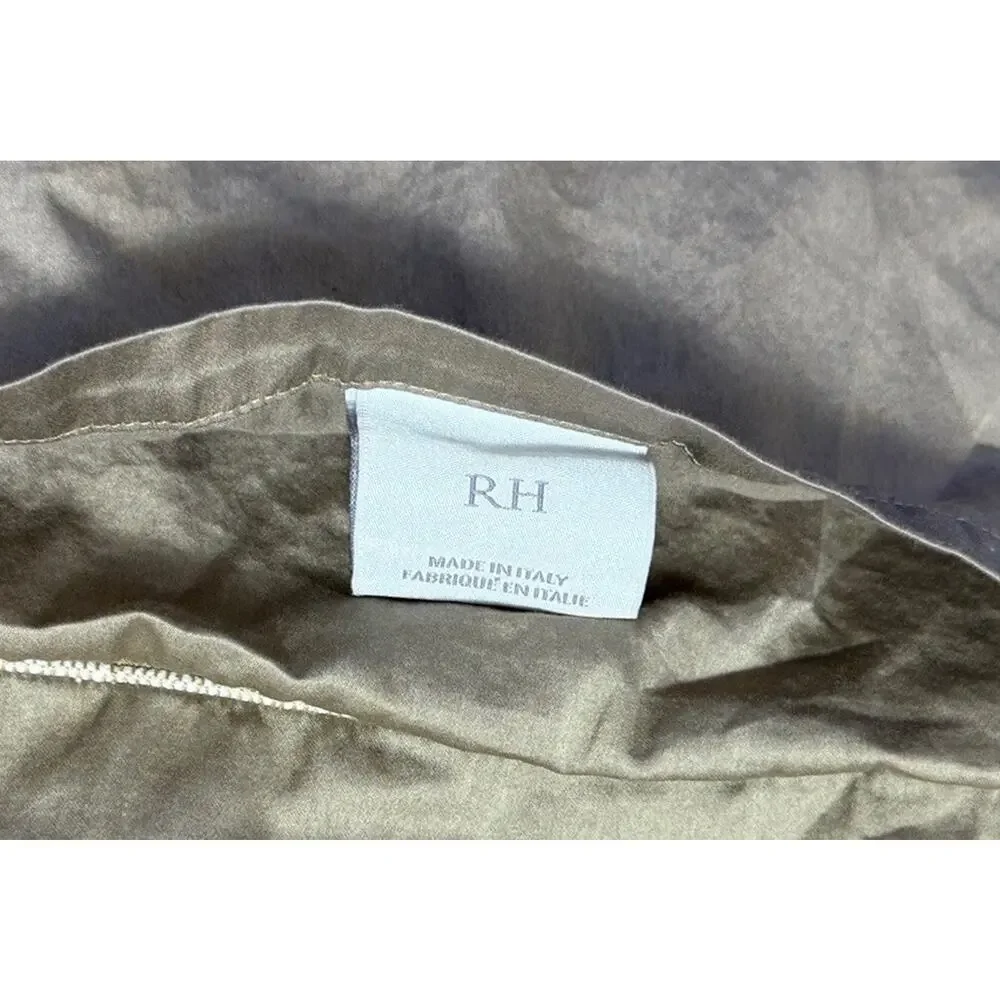 Pair Restoration Hardware Shams Pillowcases Cotton Green Gray Brown King Size 2